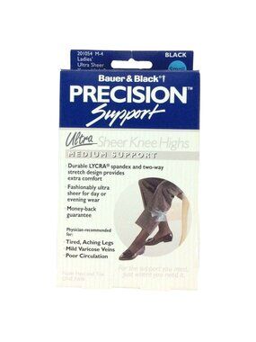 Bauer & Black Precision Support Ultra Sheer Knee High Stockings Small Black